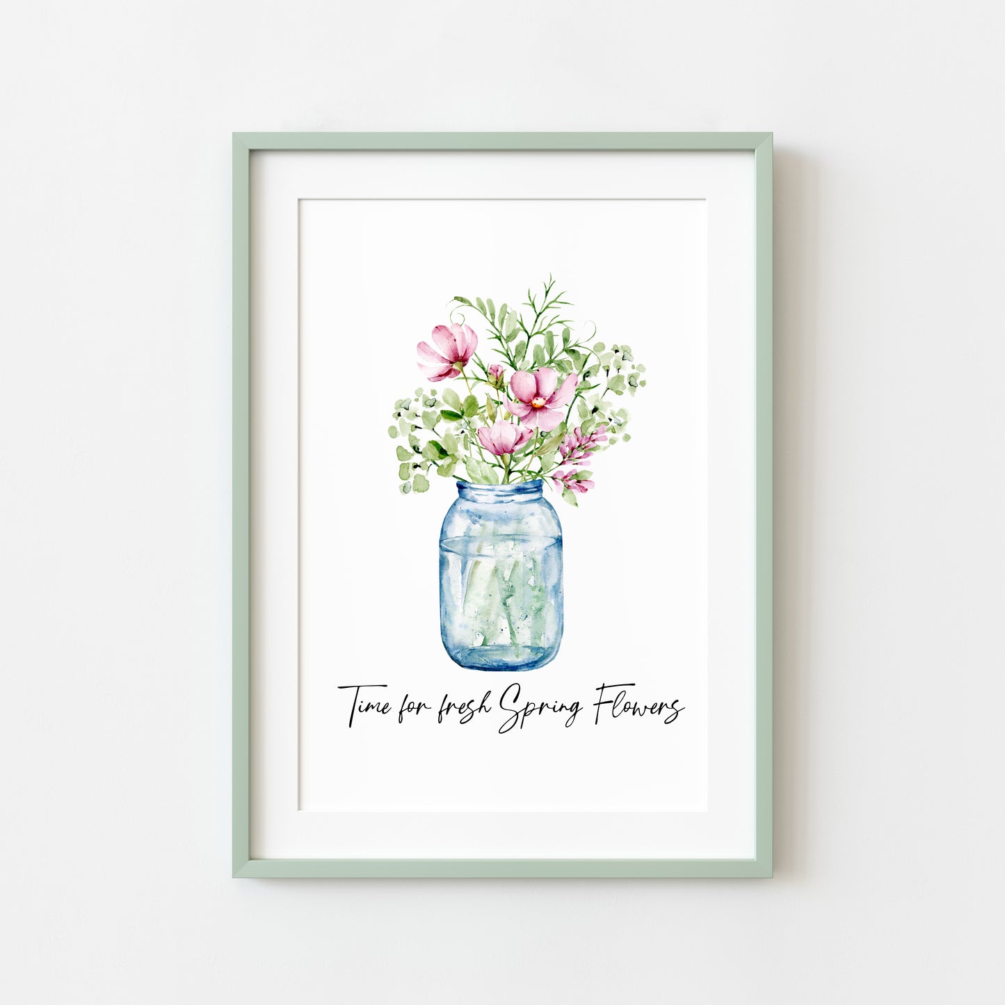 Time for fresh Spring Flowers watercolour floral bouquet seasonal home unframed wall art poster print