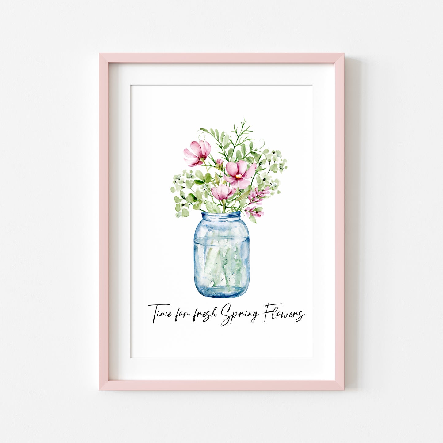 Time for fresh Spring Flowers watercolour floral bouquet seasonal home unframed wall art poster print