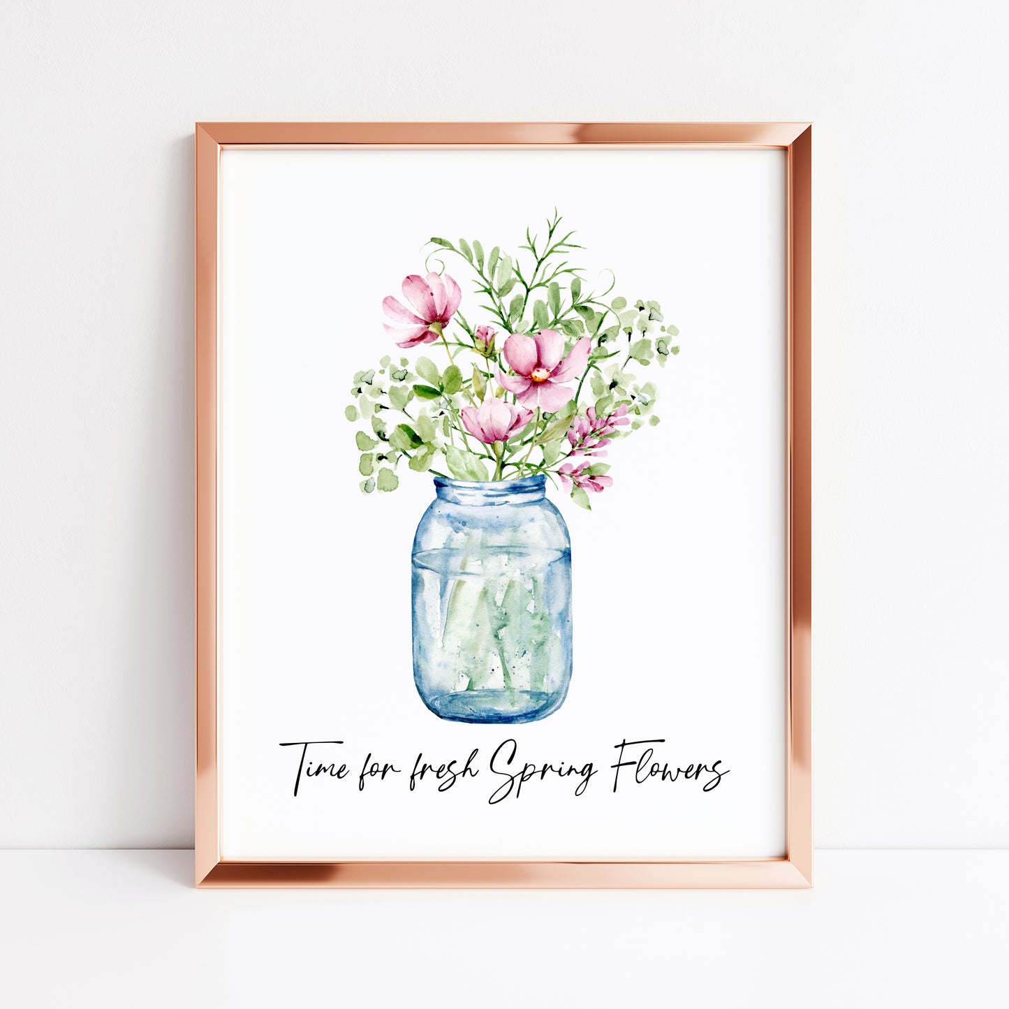 Time for fresh Spring Flowers watercolour floral bouquet seasonal home unframed wall art poster print