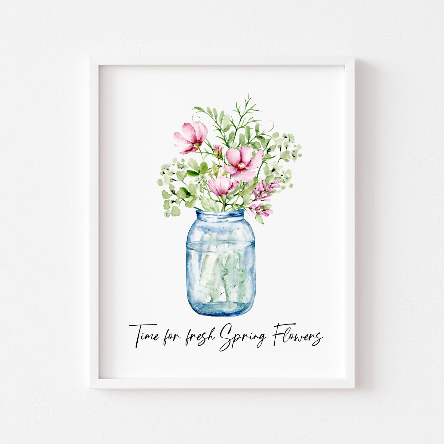 Time for fresh Spring Flowers watercolour floral bouquet seasonal home unframed wall art poster print