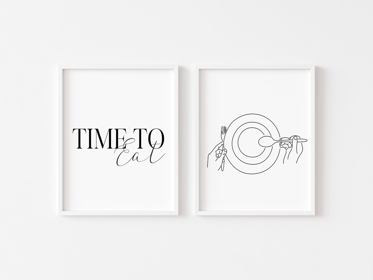 Set of 2 kitchen prints time to eat kitchen prints unframed wall art poster prints kitchen accessories kitchen art set