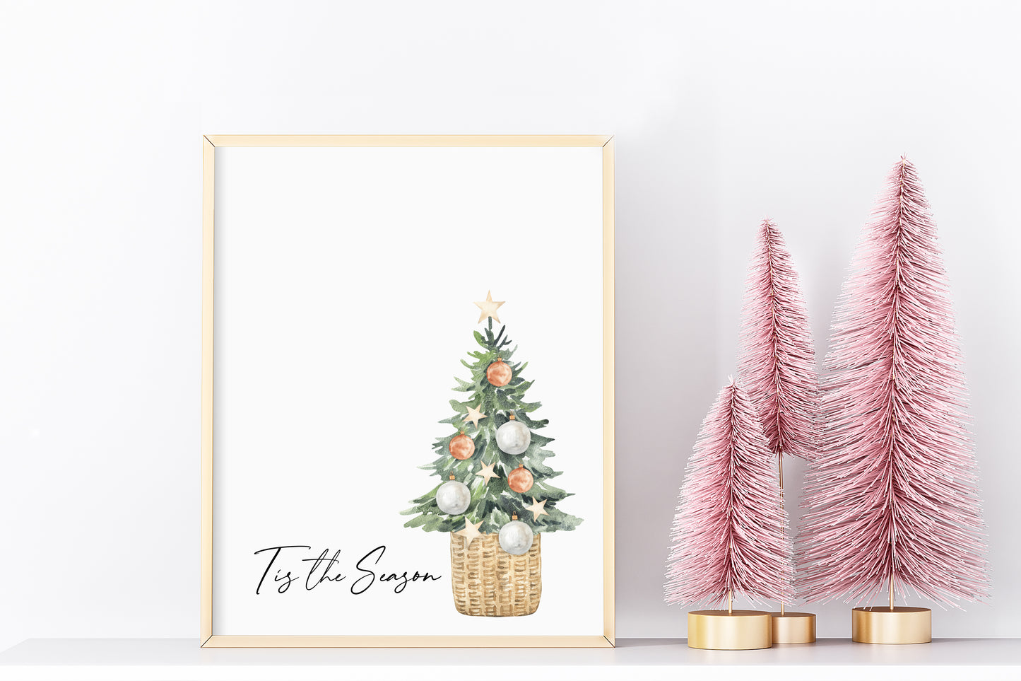 Tis the season watercolour Christmas Tree xmas seasonal unframed wall art poster print