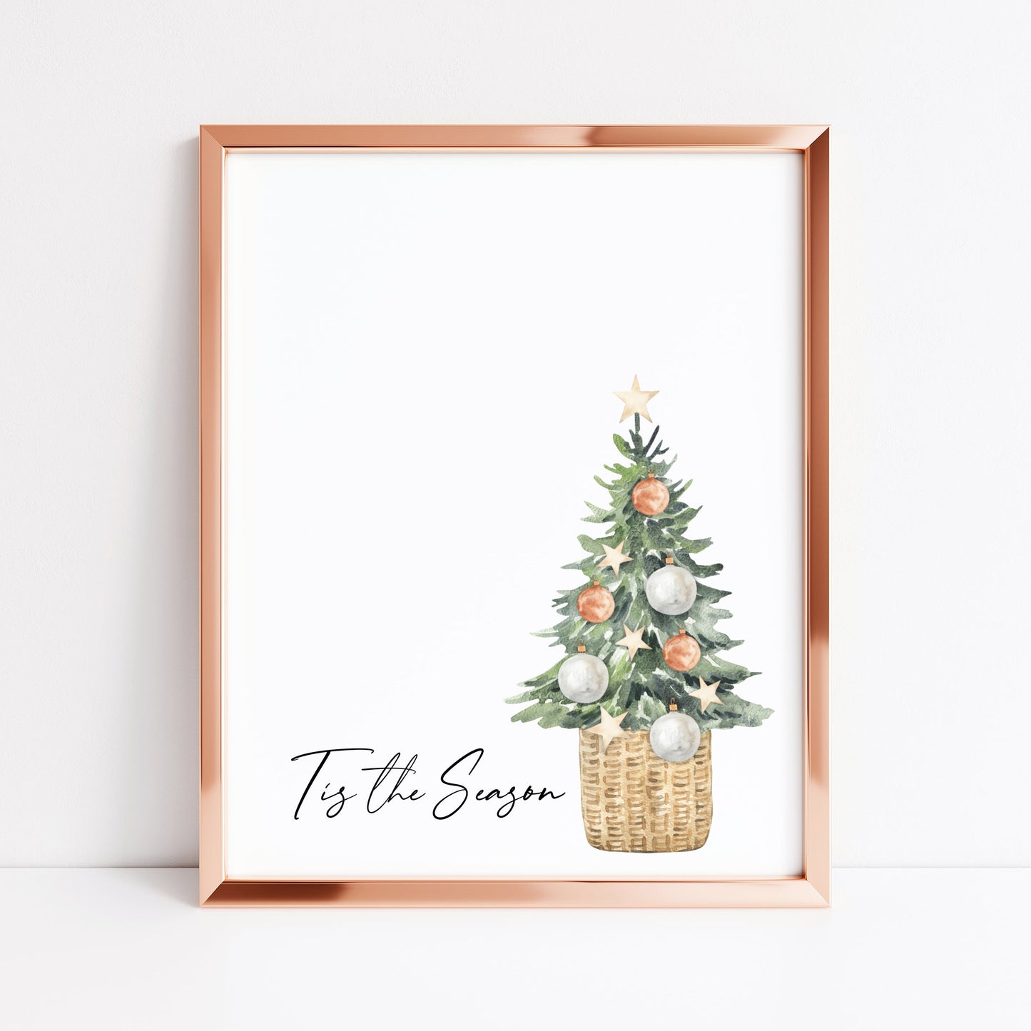 Tis the season watercolour Christmas Tree xmas seasonal unframed wall art poster print