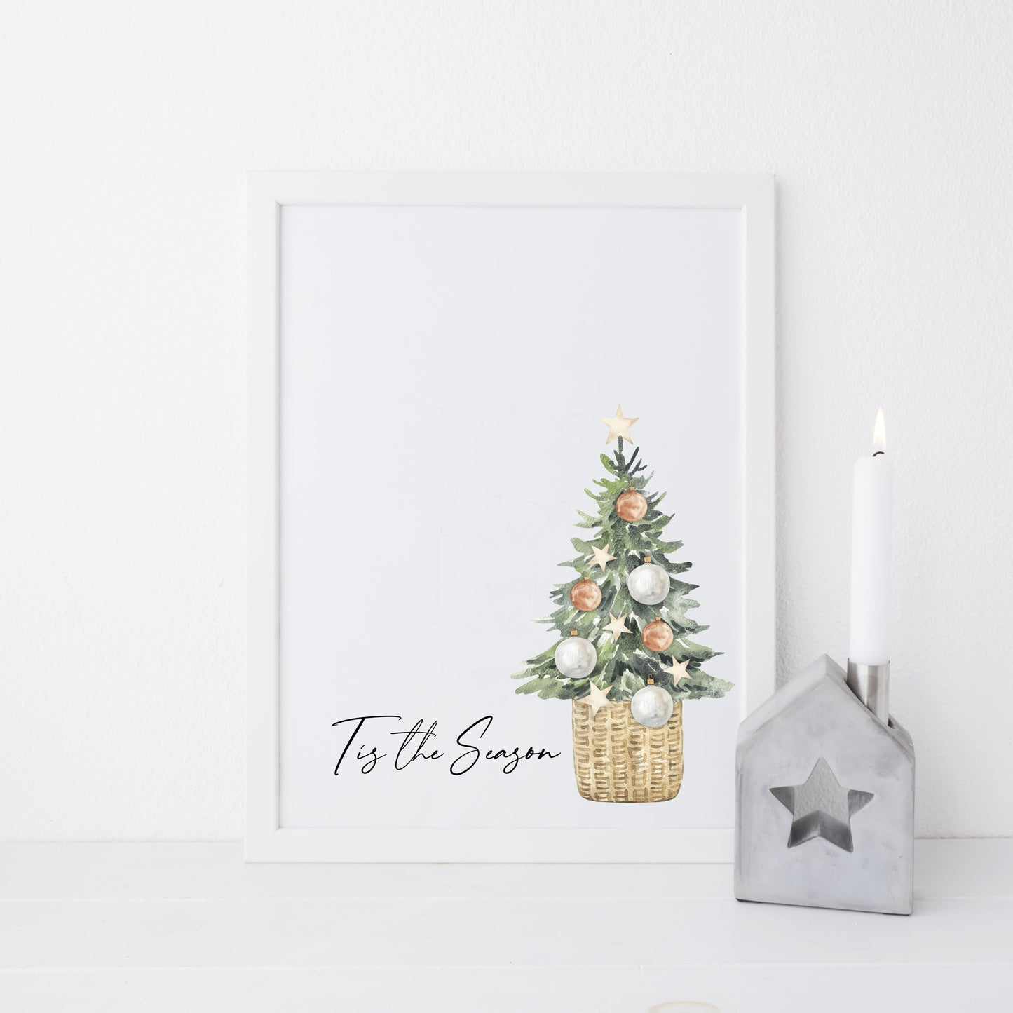 Tis the season watercolour Christmas Tree xmas seasonal unframed wall art poster print
