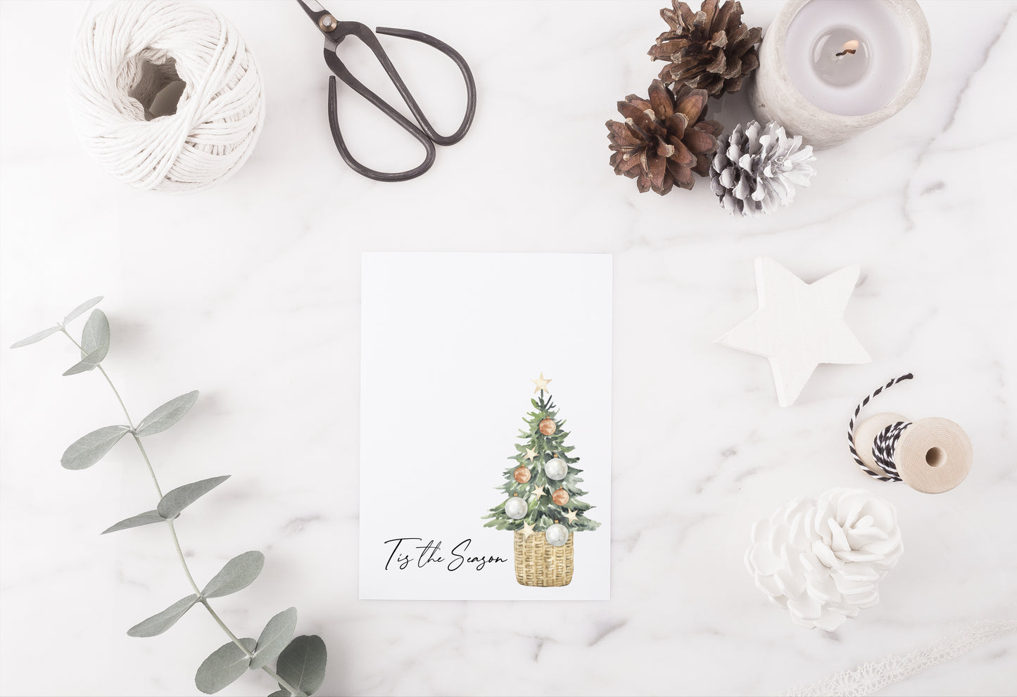 Tis the season watercolour Christmas Tree xmas seasonal unframed wall art poster print