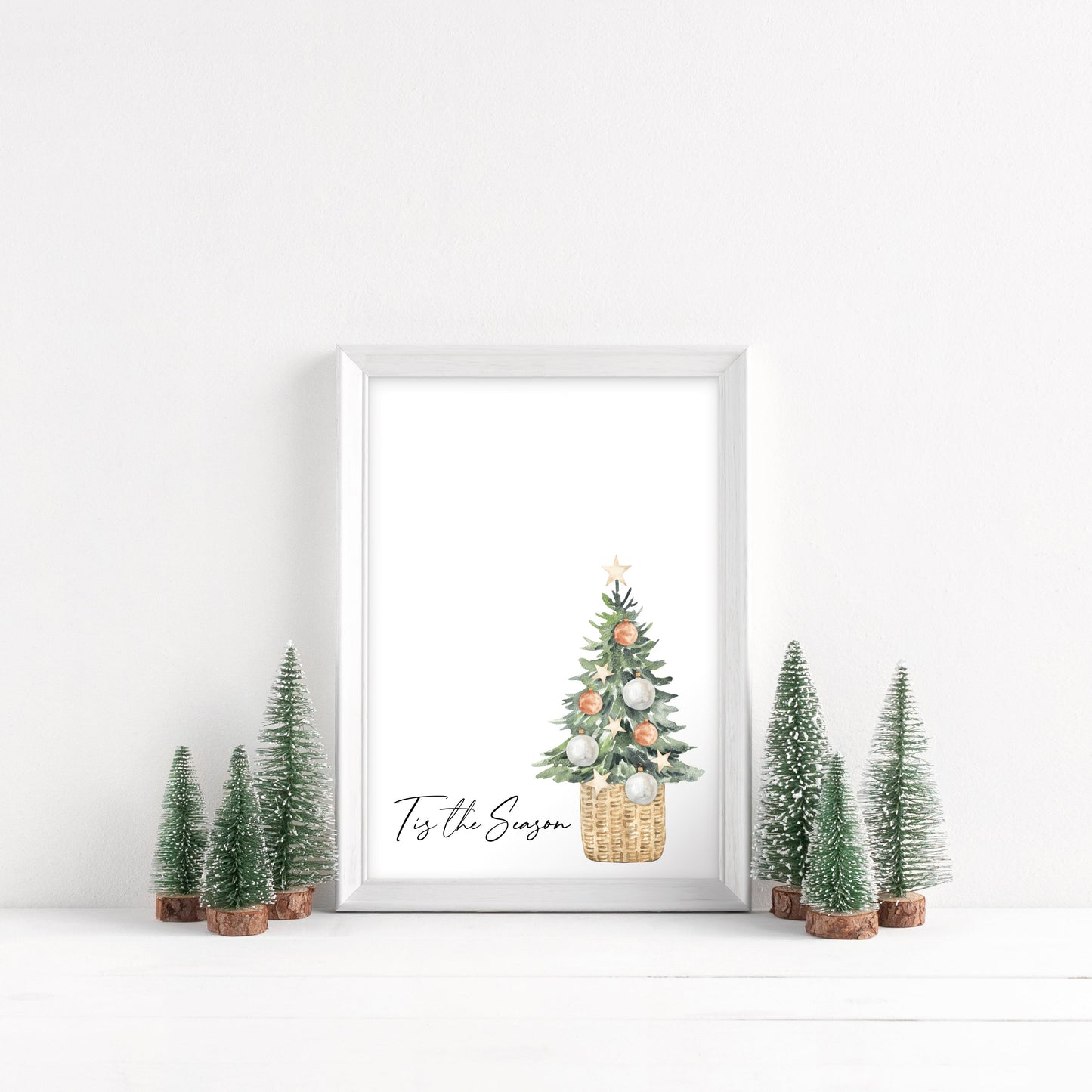 Tis the season watercolour Christmas Tree xmas seasonal unframed wall art poster print