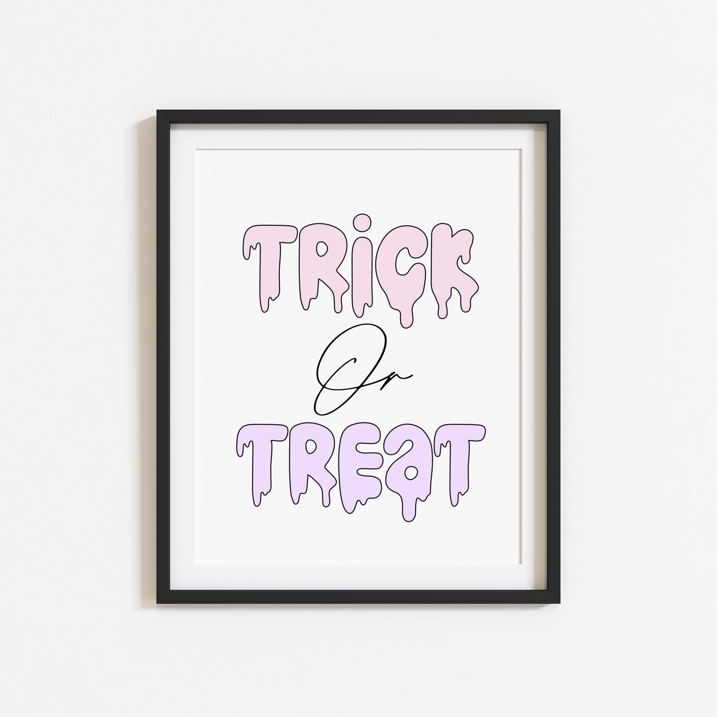 Halloween print, Trick or treat watercolour pastel cute seasonal spooky halloween decor unframed wall art poster print, cute but spooky art