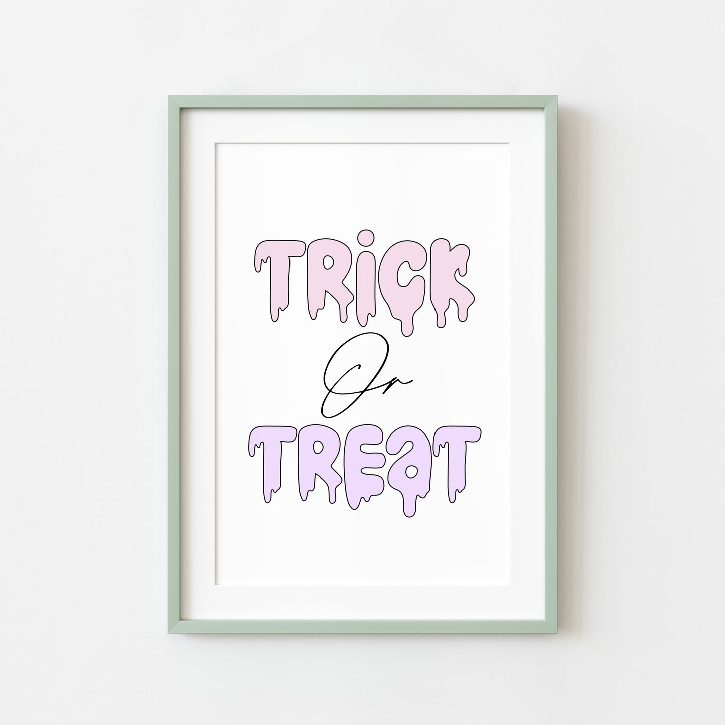 Halloween print, Trick or treat watercolour pastel cute seasonal spooky halloween decor unframed wall art poster print, cute but spooky art