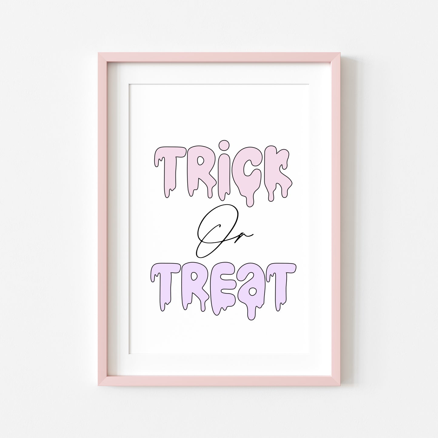 Halloween print, Trick or treat watercolour pastel cute seasonal spooky halloween decor unframed wall art poster print, cute but spooky art