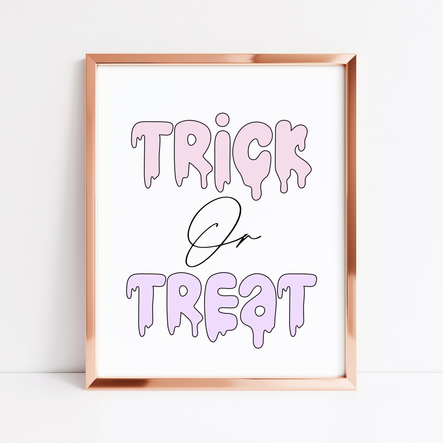 Halloween print, Trick or treat watercolour pastel cute seasonal spooky halloween decor unframed wall art poster print, cute but spooky art