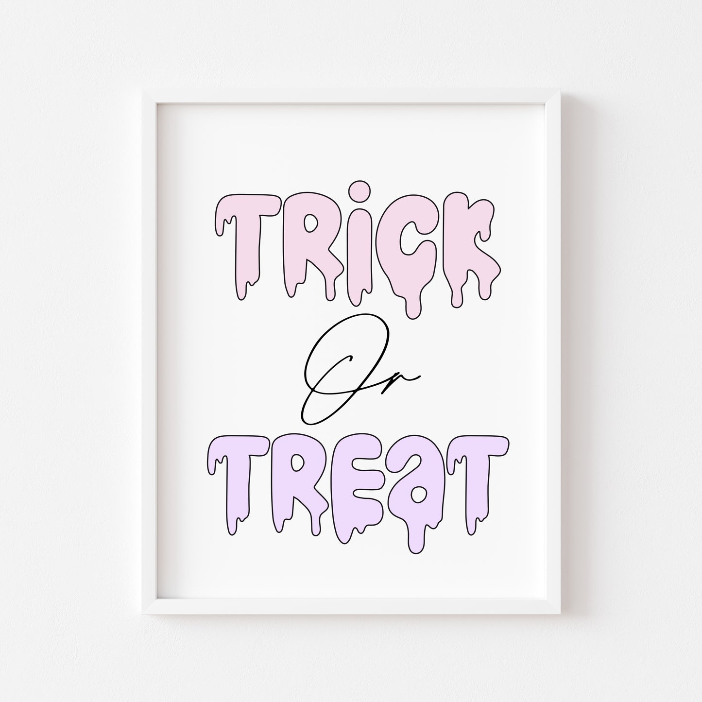 Halloween print, Trick or treat watercolour pastel cute seasonal spooky halloween decor unframed wall art poster print, cute but spooky art