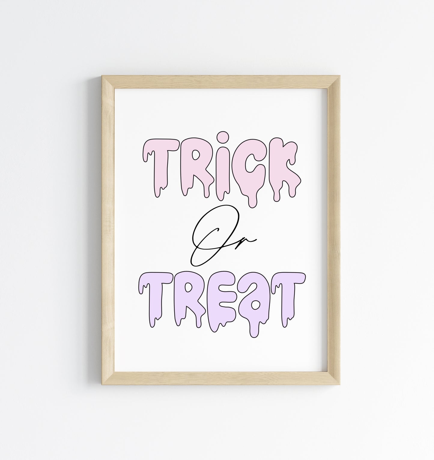 Halloween print, Trick or treat watercolour pastel cute seasonal spooky halloween decor unframed wall art poster print, cute but spooky art