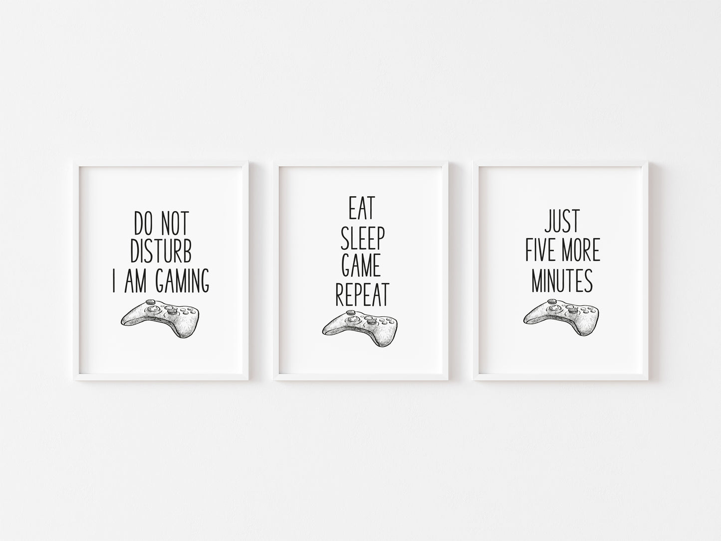 Set of 3 xbox gaming prints, do not disturb, eat sleep game, just five more minutes gaming gamer set of unframed wall art poster prints