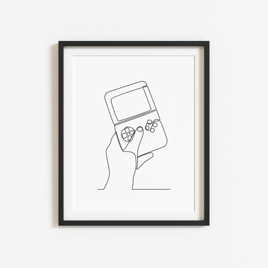 Vintage console line drawing illustration gaming gamer bedroom unframed wall art poster print