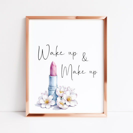 Make up Print Watercolour floral lipstick bedroom Wall Art (Unframed)
