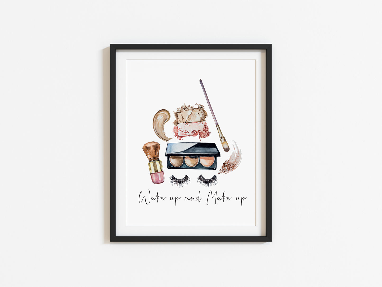 Wake up and make up watercolour eyelashes make up illustration fashion bedroom unframed wall art poster print