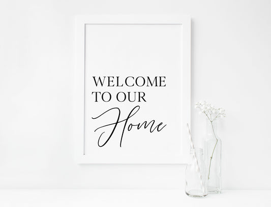 Home print, welcome to our home family couples home hallway gallery wall unframed wall art poster print, home decor home wall art home art
