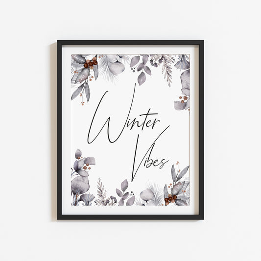 Winter Vibes Christmas pine cone foliage border seasonal unframed wall art poster print