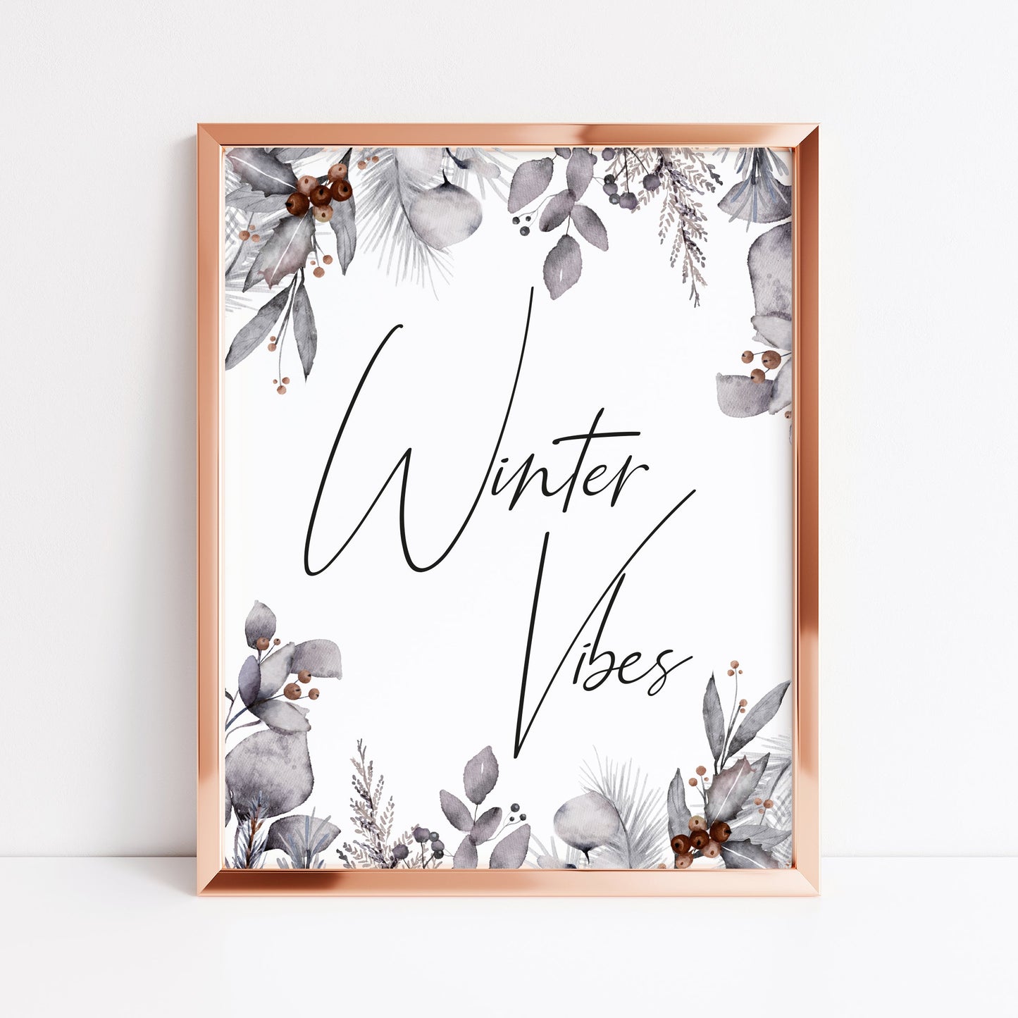 Winter Vibes Christmas pine cone foliage border seasonal unframed wall art poster print