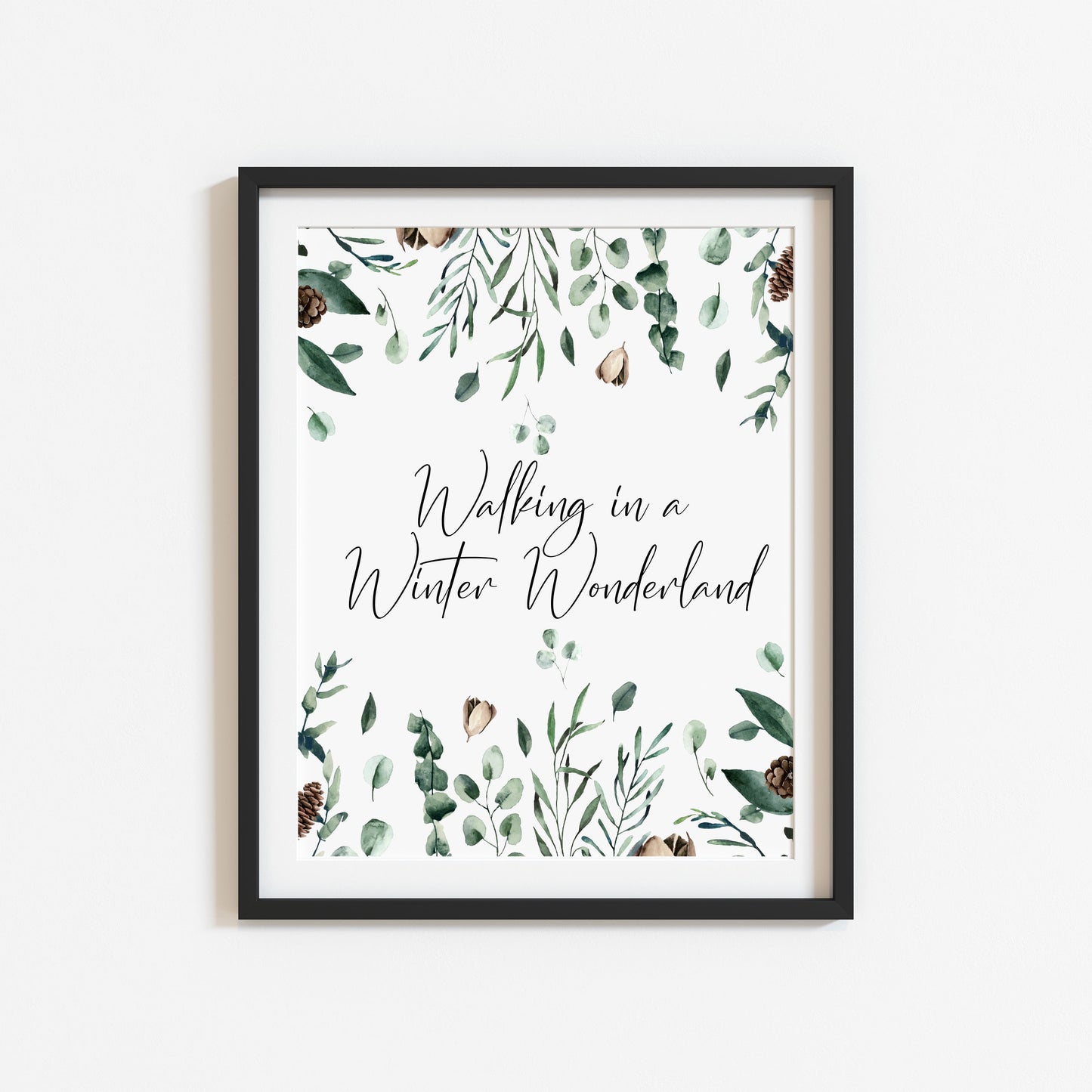Walking in a winter wonderland winter foliage seasonal watercolour xmas seasonal unframed wall art poster print