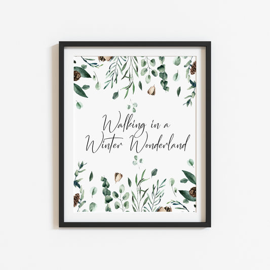 Walking in a winter wonderland winter foliage seasonal watercolour xmas seasonal unframed wall art poster print