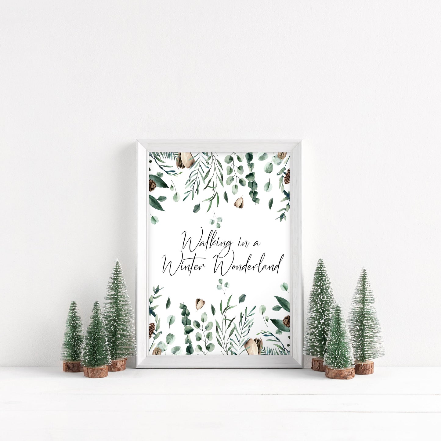 Walking in a winter wonderland winter foliage seasonal watercolour xmas seasonal unframed wall art poster print