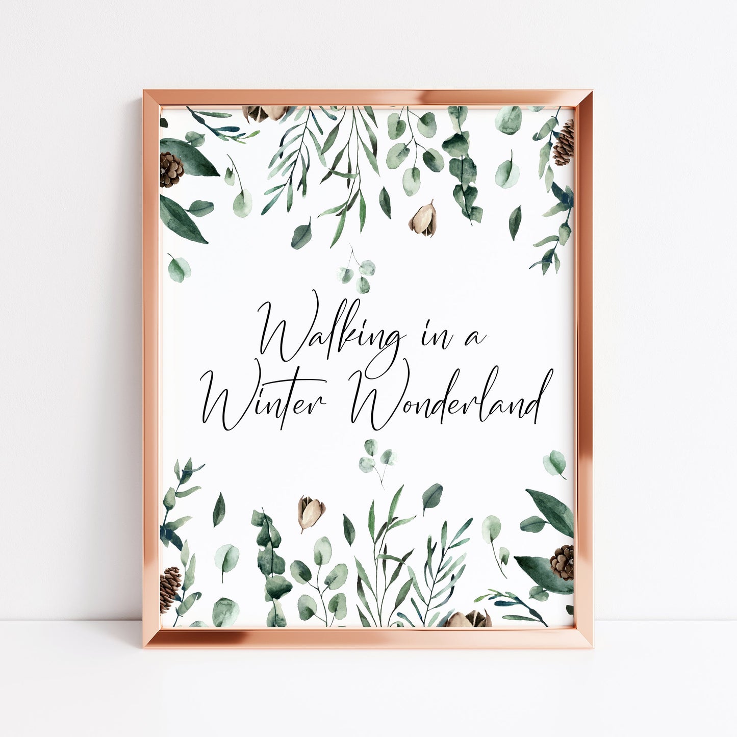 Walking in a winter wonderland winter foliage seasonal watercolour xmas seasonal unframed wall art poster print