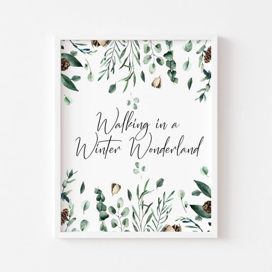 Walking in a winter wonderland winter foliage seasonal watercolour xmas seasonal unframed wall art poster print