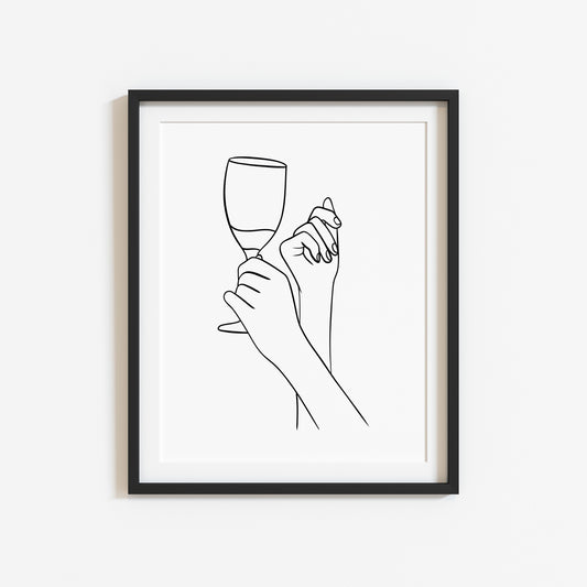 Wine Line Art Print Minimalist Kitchen home Wall Decor (Unframed)