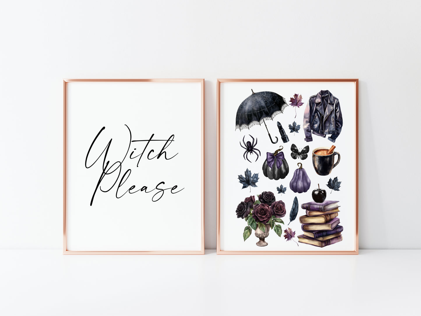 Halloween Set Spooky Witch please Happy Halloween black dark Decor unframed wall art poster prints