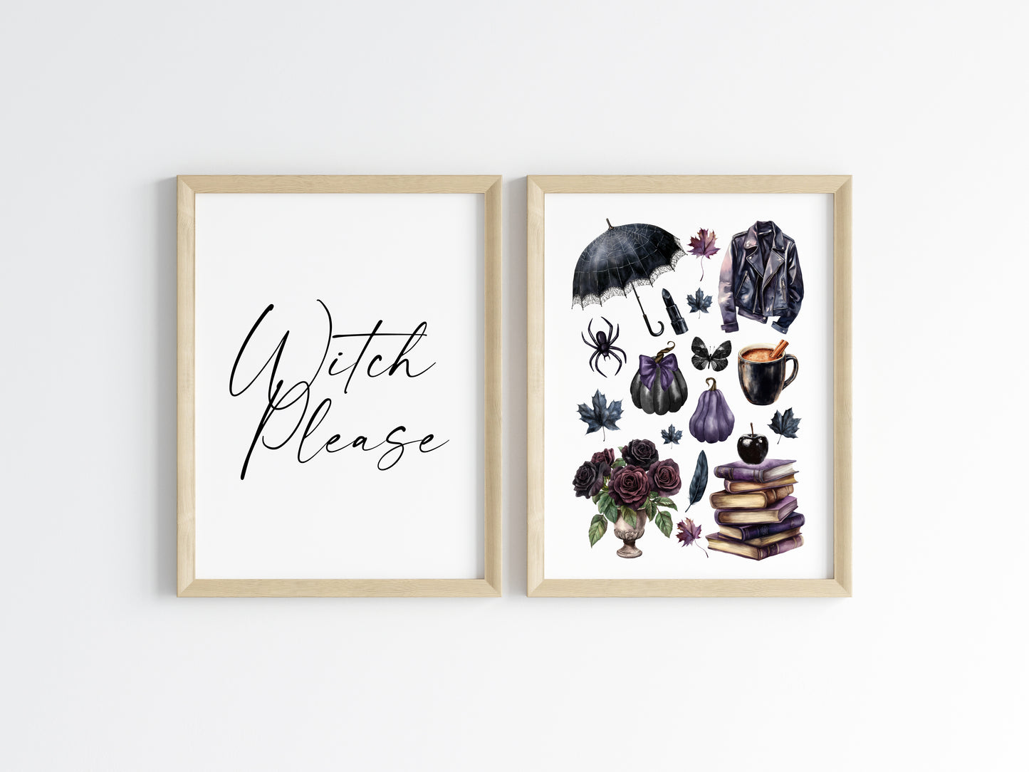 Halloween Set Spooky Witch please Happy Halloween black dark Decor unframed wall art poster prints