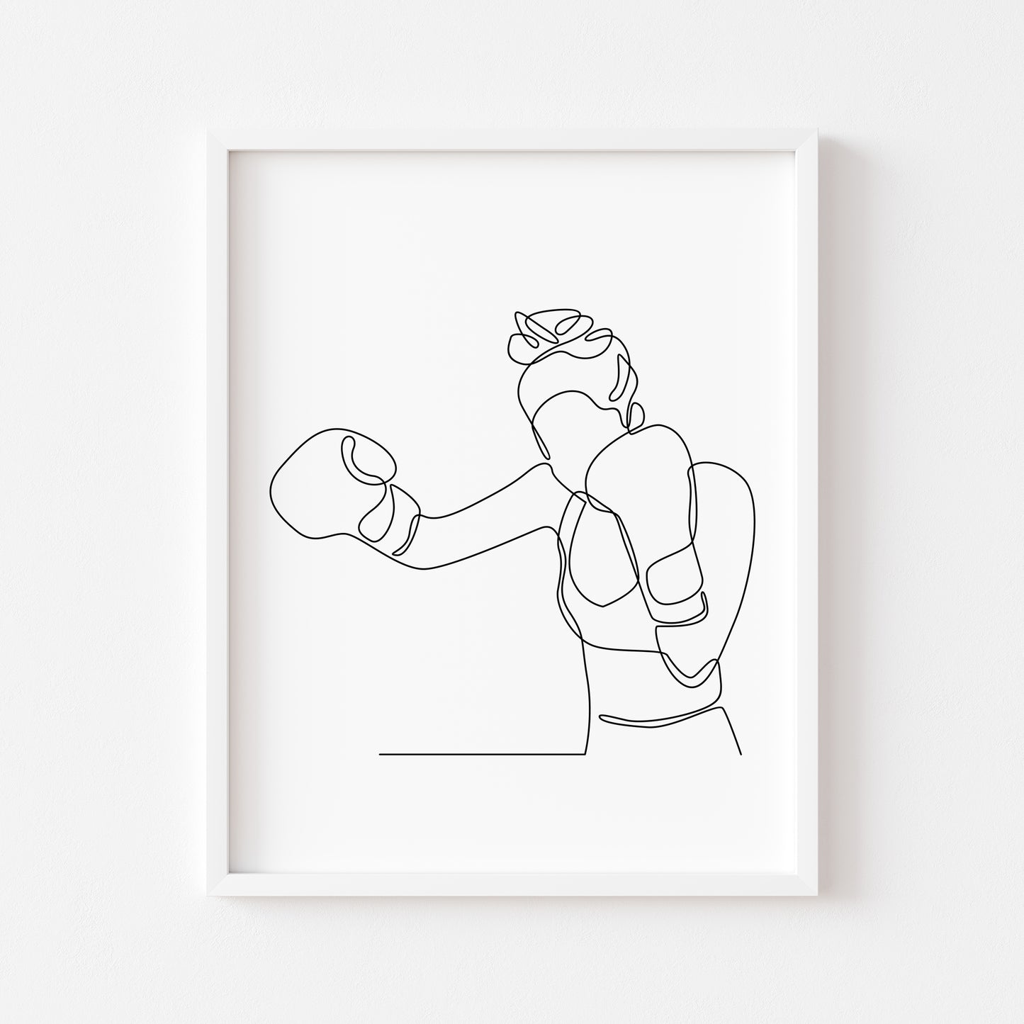 Woman's boxing sport print line drawing unframed wall art poster print