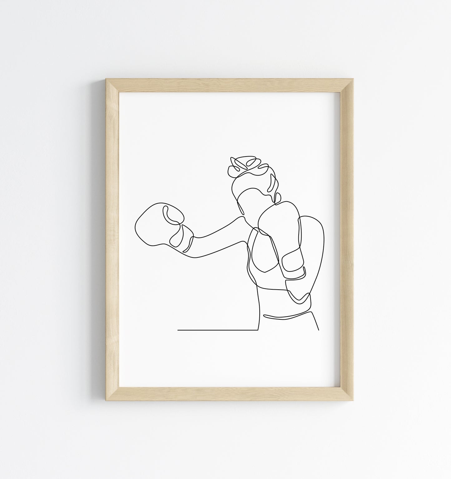 Woman's boxing sport print line drawing unframed wall art poster print