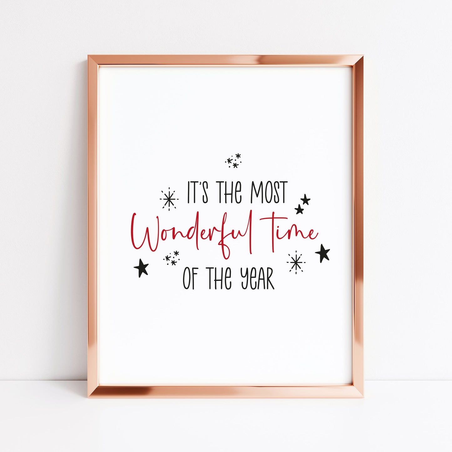 It's the most wonderful time of the year, black and red seasonal xmas unframed wall art poster print