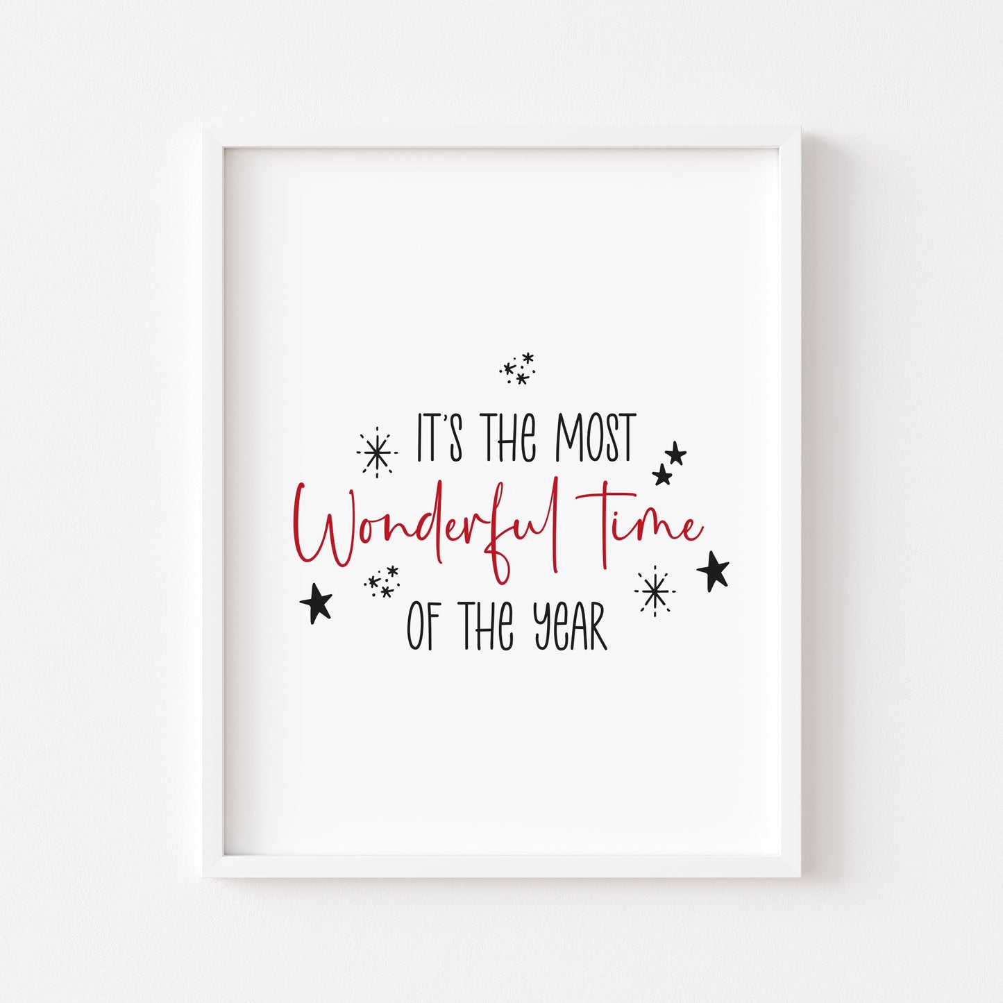It's the most wonderful time of the year, black and red seasonal xmas unframed wall art poster print