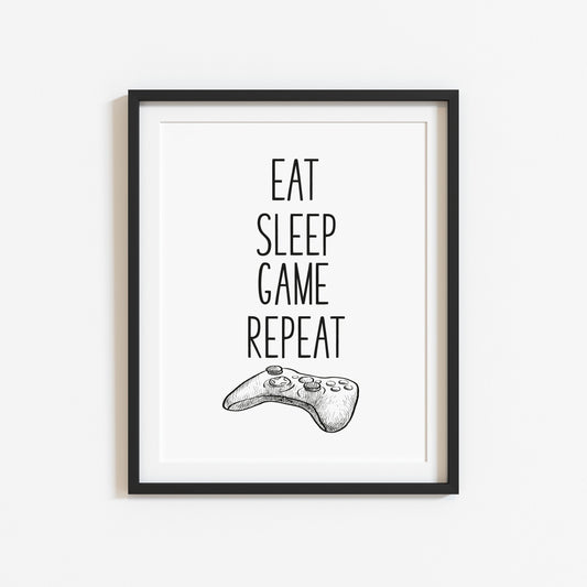 Eat sleep game XBOX illustration style unframed wall art poster print