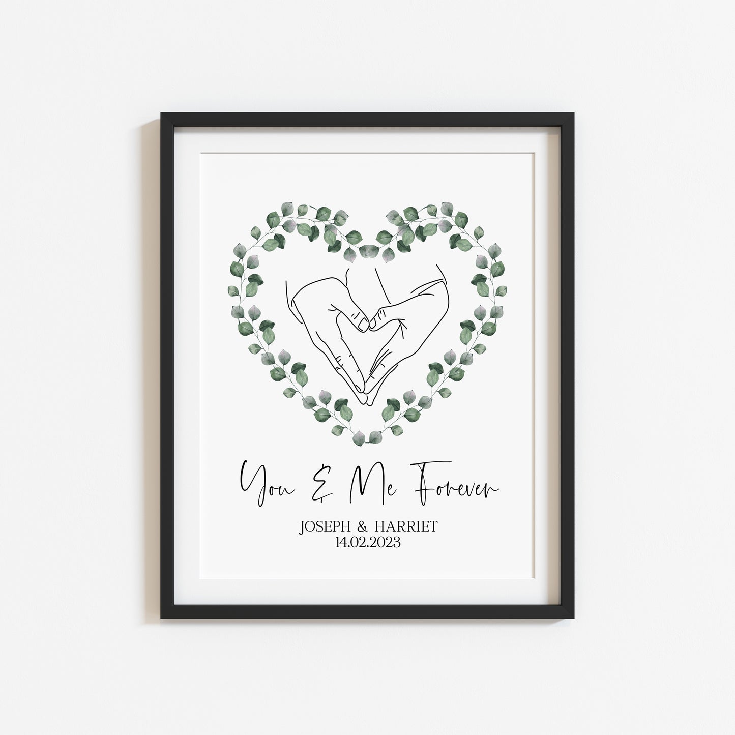Couples print, you and me forever greenery heart home unframed wall art poster print
