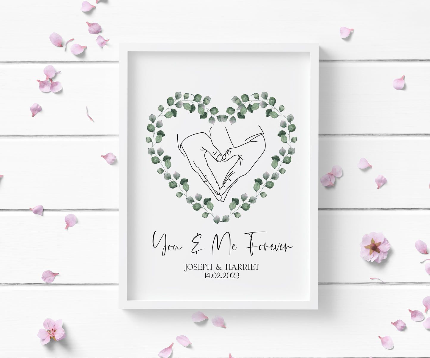 Couples print, you and me forever greenery heart home unframed wall art poster print