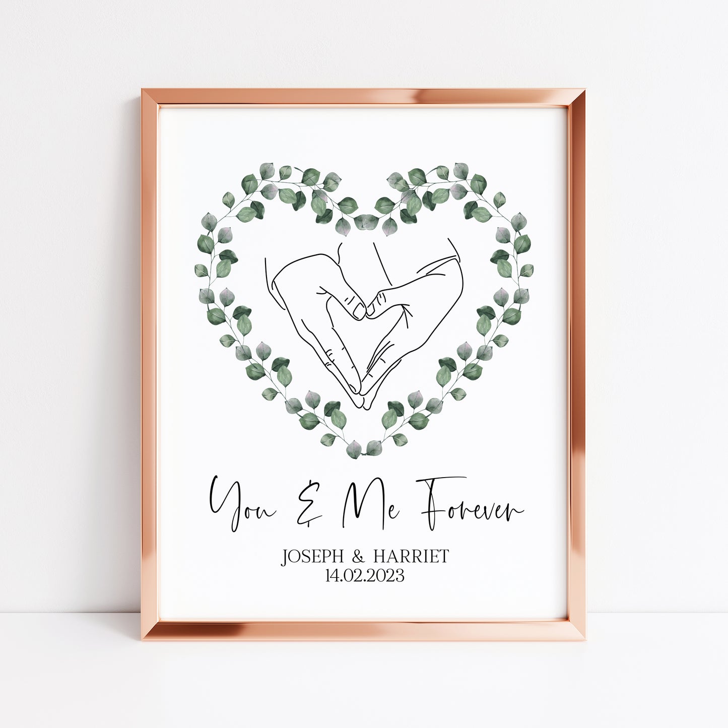 Couples print, you and me forever greenery heart home unframed wall art poster print