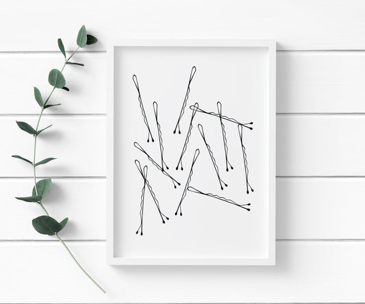 Hair grip bobby pin illustration drawing fashion bedroom unframed wall art poster print