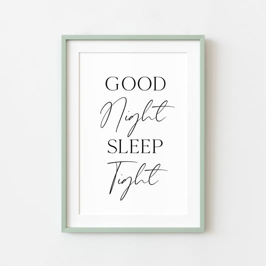 Bedroom print Goodnight sleep tight bedroom unframed wall art poster print, bedroom accessories, bedroom art