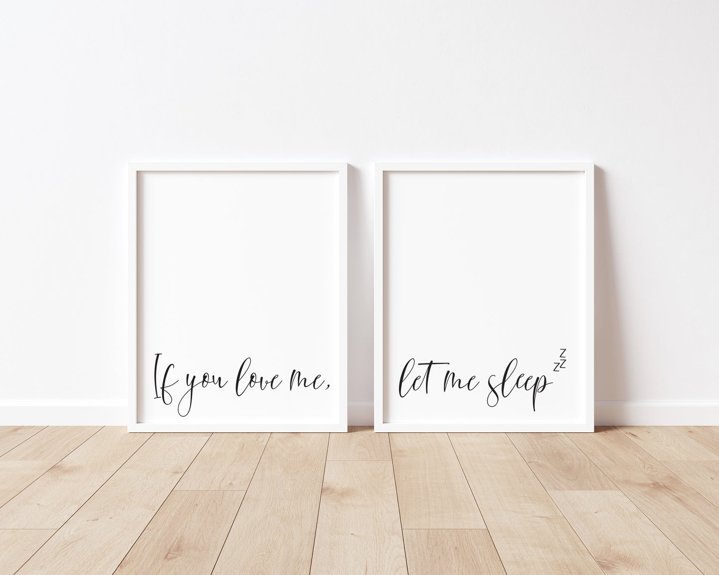 Set of 2 bedroom prints, if you love me let me sleep zzz bedroom home unframed wall art poster prints