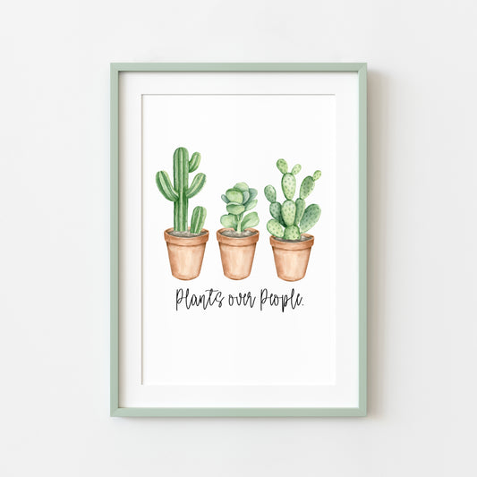 Plants over people cacti cactus succulents watercolour unframed wall art poster print