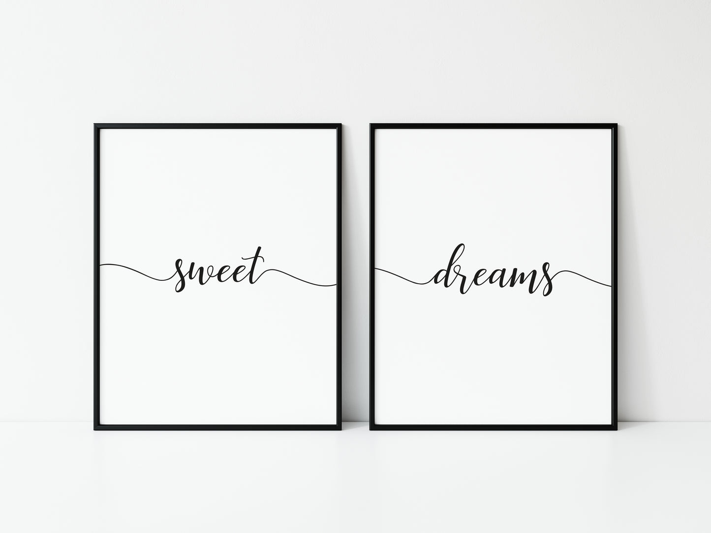 Sweet dreams set of 2 bedroom simplistic swirly home borderless unframed wall art poster prints