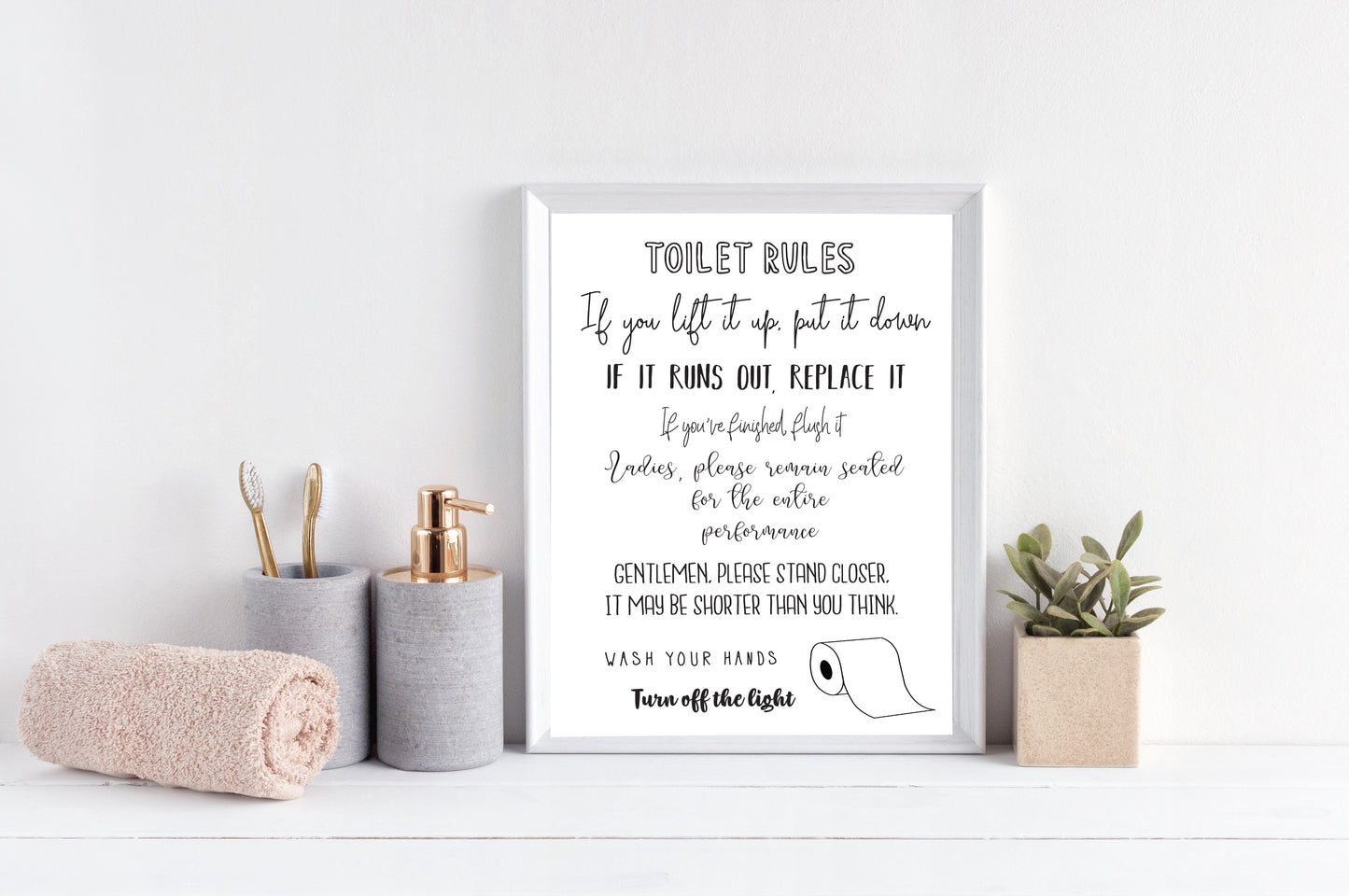 Toilet rules funny bathroom toilet sign unframed wall art poster print