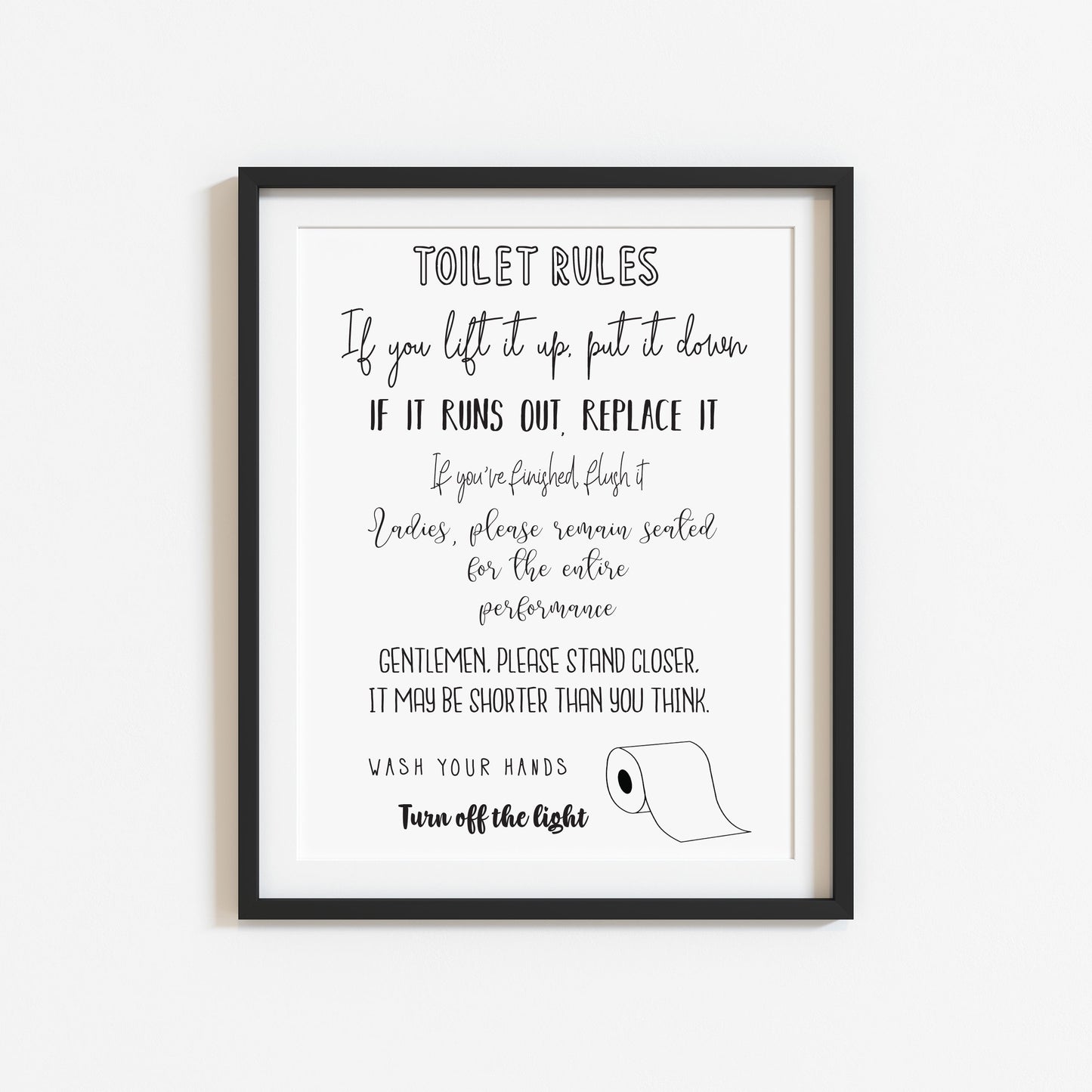 Toilet rules funny bathroom toilet sign unframed wall art poster print