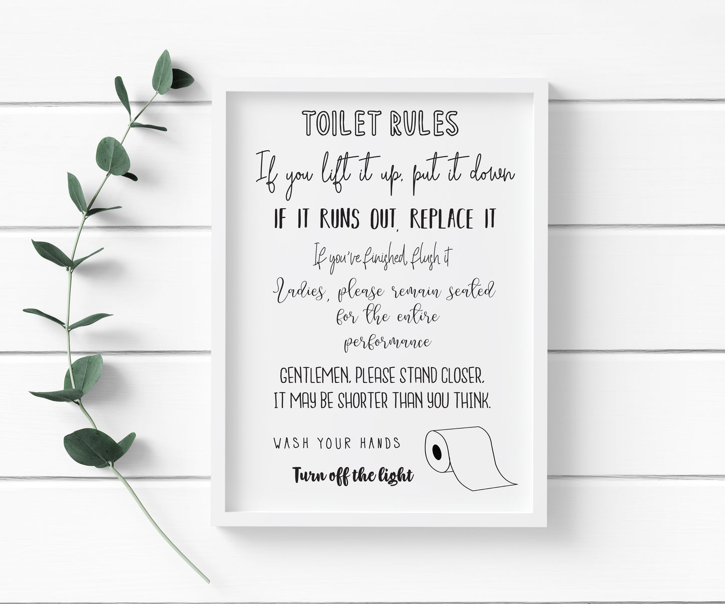 Toilet rules funny bathroom toilet sign unframed wall art poster print