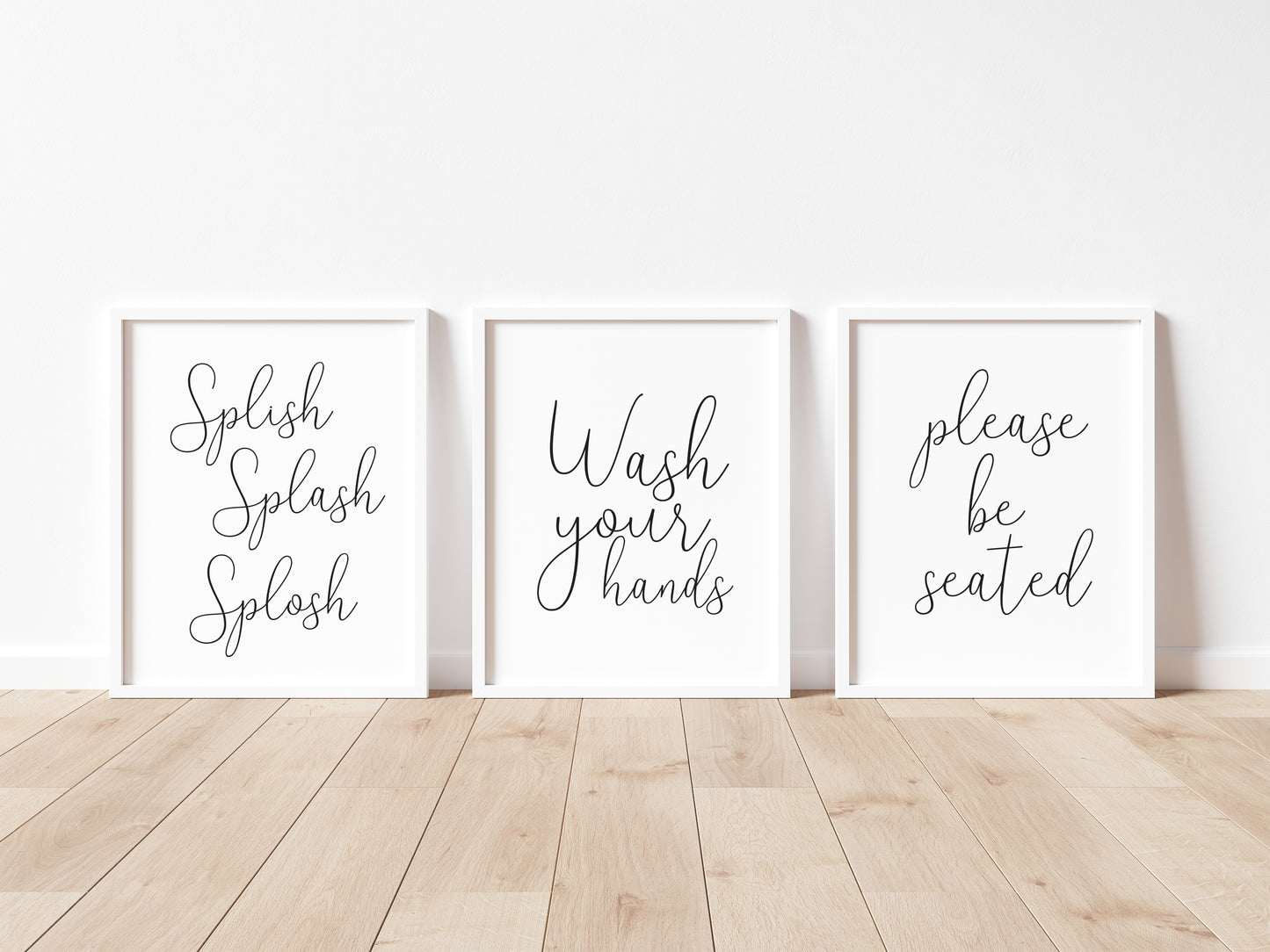 Set of 3 bathroom prints, Splish splash splosh, wash your hands, please be seated unframed wall art posterprints