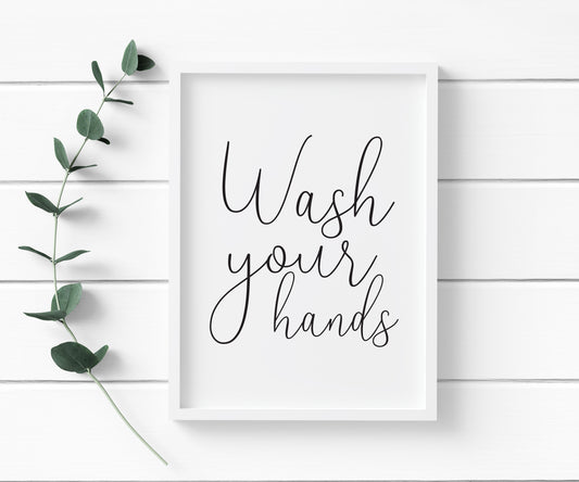 Wash your hands bathroom toilet sign unframed wall art poster print