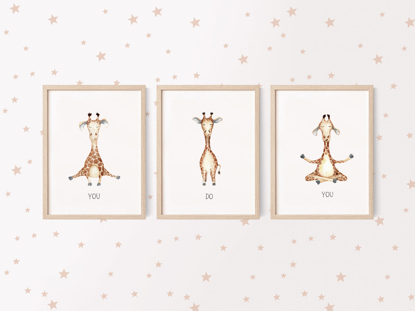Set of 3 kids giraffe you do you bedroom, nursery unframed wall art poster prints